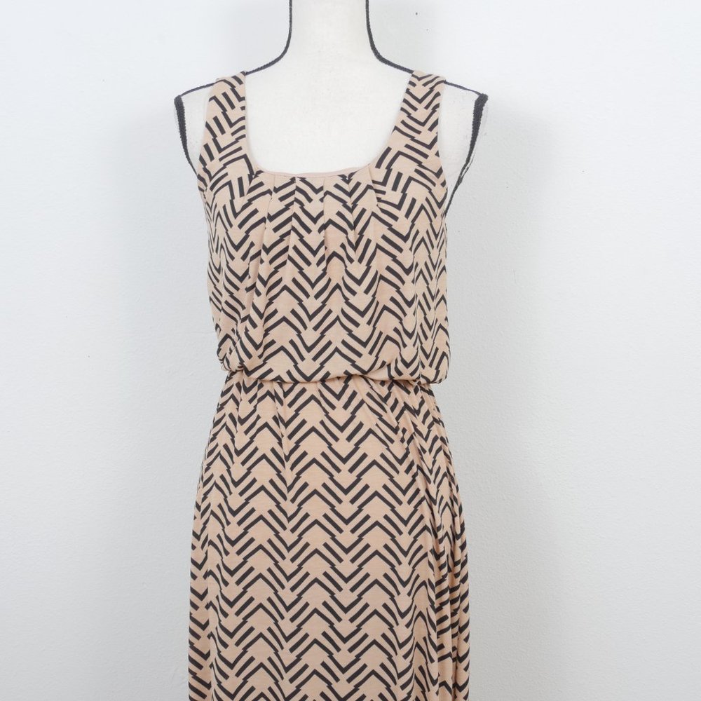 Three Pink Hearts Tan Black Tribal Boho Print Sleeveless Size Small Maxi Dress - Picture 4 of 11